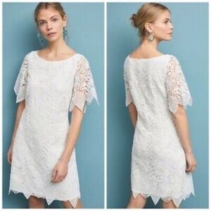 NWT Anthropologie Charleston Lace Mini Dress White